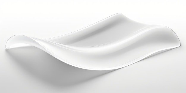 A white curved dish on a white surface