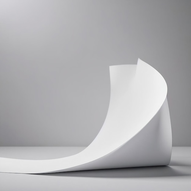 White curved paper 3d rendering