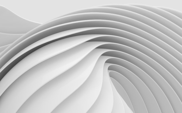 White curves with abstract geometry 3d rendering