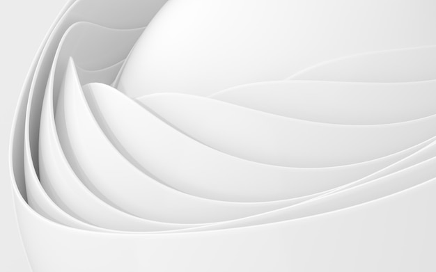 Photo white curves with abstract geometry 3d rendering