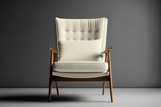 White cushioned armchair front view