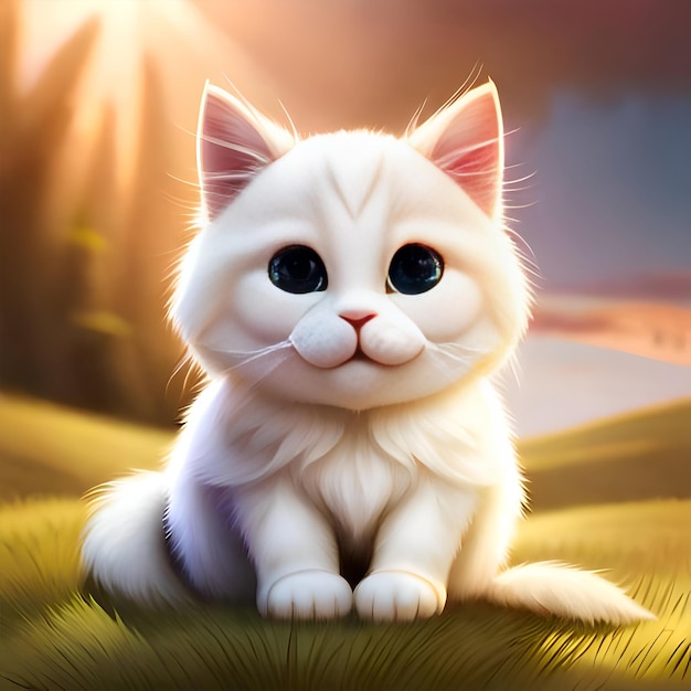 A White Cute Cat generated ai