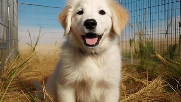 白いかわいい犬の高精細写真の創造的な背景の壁紙