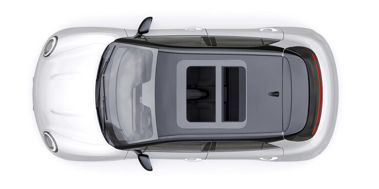 White cute little electric hatchback car 3D illustration