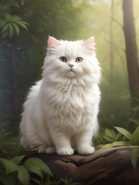 Photo a white cute persian cat in nature