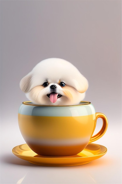 white cute puppy cartoon