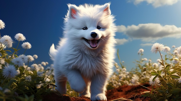 white cute puppy cartoon