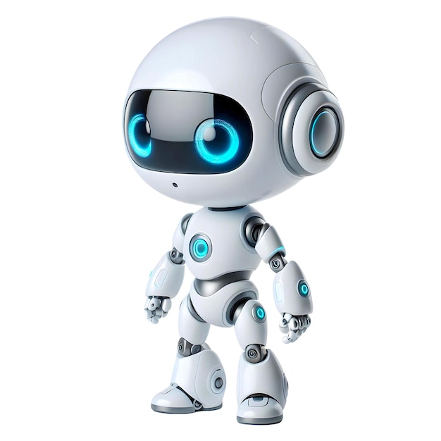 写真 白い可愛いロボットが立っている姿勢で _ai_generated
