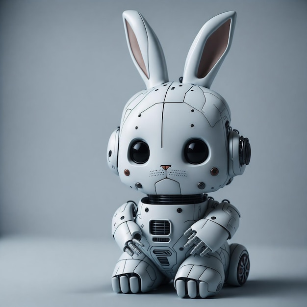 White cute robot rabbit