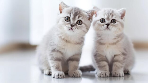 Photo white cute scottish fold cats ai generated