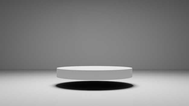 White cylinder pedestal a minimal 3D stand to display products in monochrome