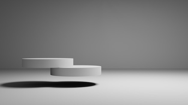 Photo white cylinder pedestal a minimal 3d stand to display products in monochrome