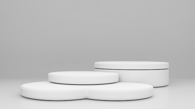 white cylinder podium pedestal product display platform for product placement background 3d renderin