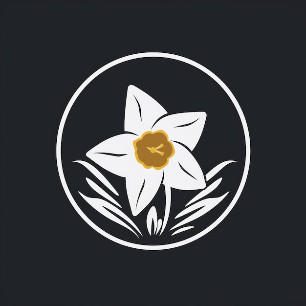 Photo white daffodil logo in egyptianinspired style