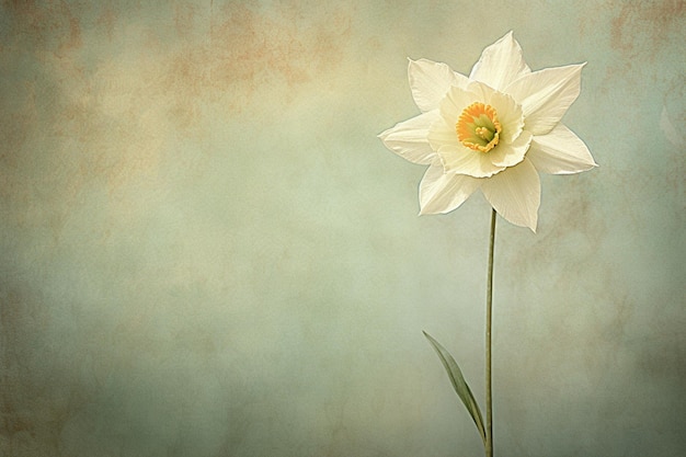 White daffodil in vintage style