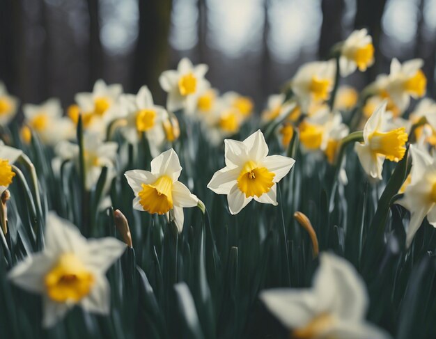 Photo a white daffodils flowers