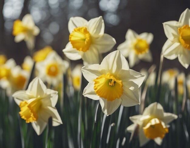 Foto un narcisse bianco fiorisce