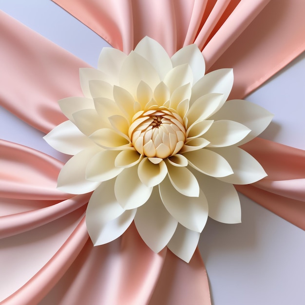 White Dahlia flower and pastel pink silk photo for wedding mothers day love and care gift for her