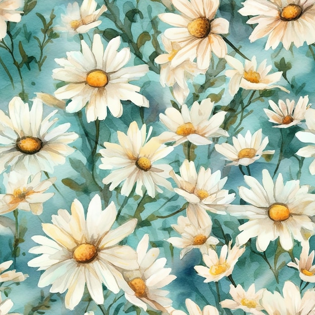 White daisies on a blue background.