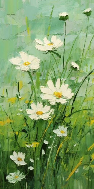 White daisies in a grassy field by yanjun cheng