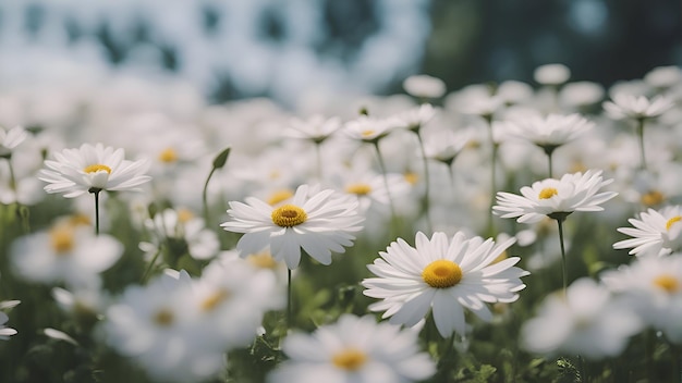 White daisies in the meadow Chamomile field