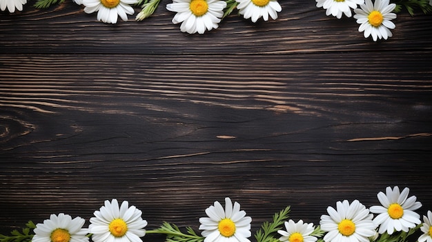 white daisies on old wooden table