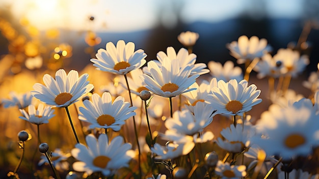 White daisies in the sun