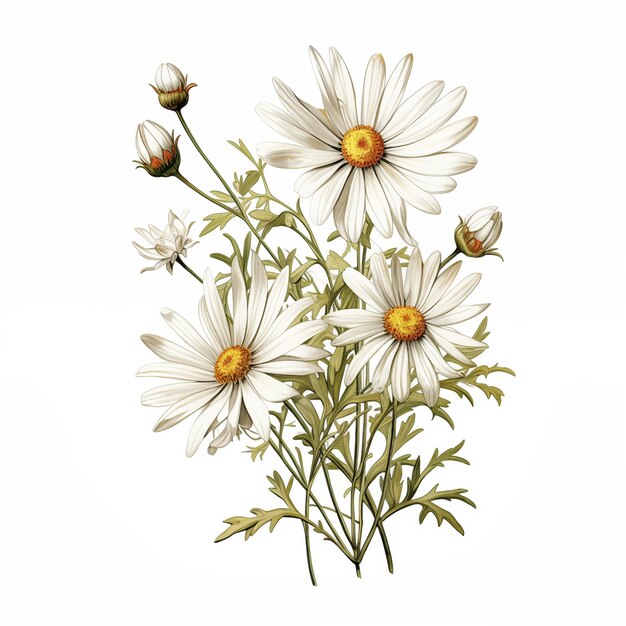 Photo white daisies on white background