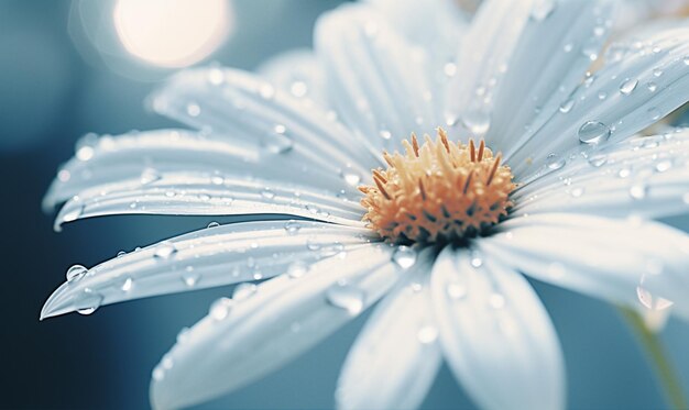 white daisy in a blue vase