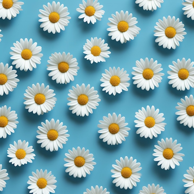 white daisy flower on blue background postcard background