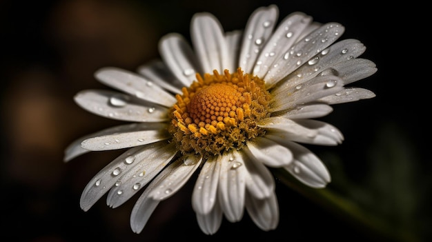 A white daisy with water droplets on it