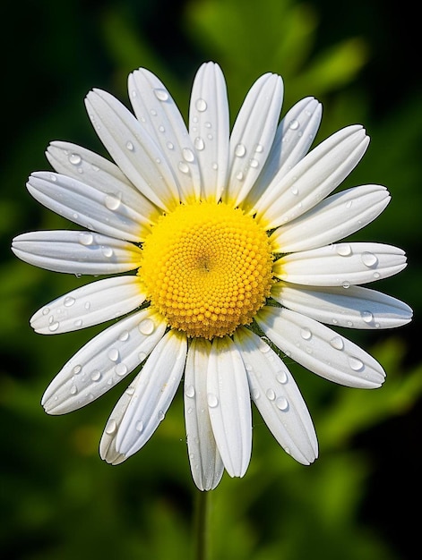 A white daisy with water drops on it