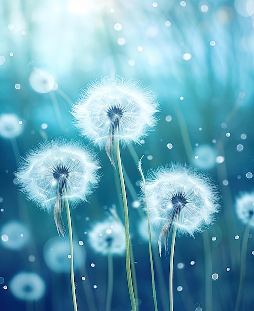 White dandelion blossoms digital art print in the style of felicia simion