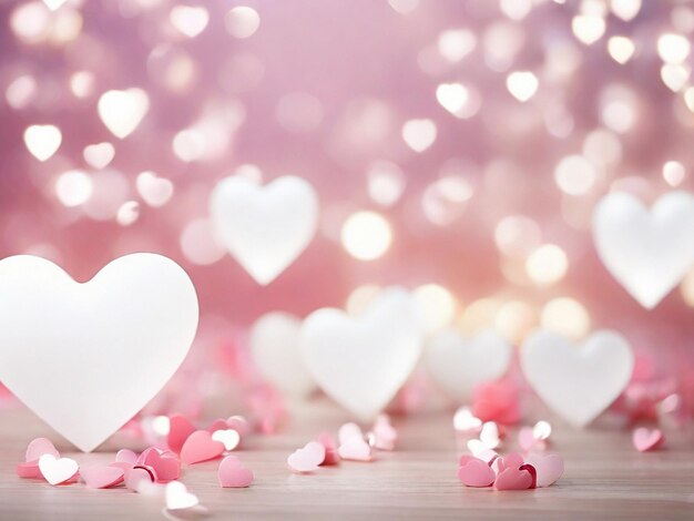 White day hearts and bokeh light