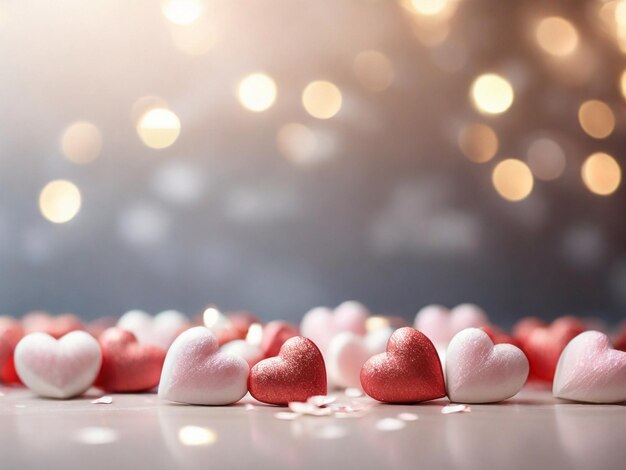 Photo white day hearts and bokeh light