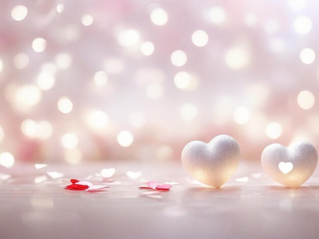 White day hearts and bokeh