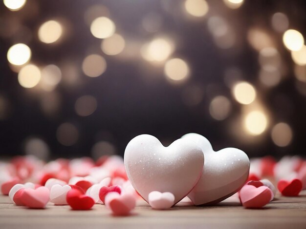 White day hearts and bokeh