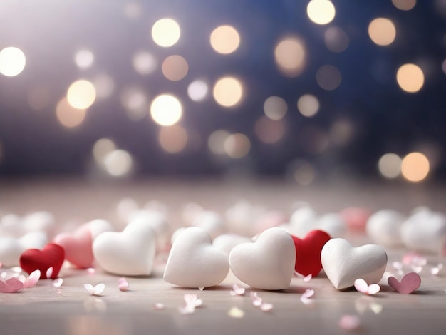 White day hearts and bokeh