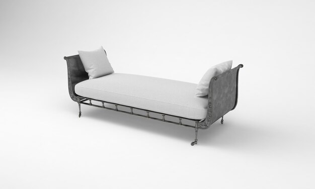 white Daybed side View furniture 3D Rendering