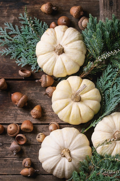 White decorative pumpkins