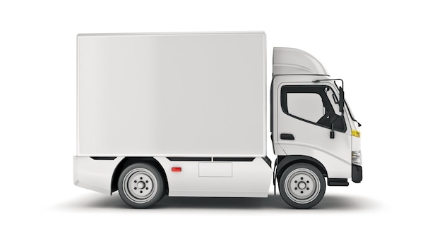 Photo white delivery truck 3d rendering