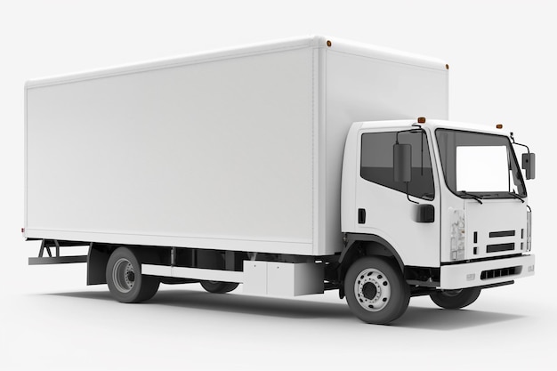 White Delivery Truck isolated on white background Ai Generated Art Work