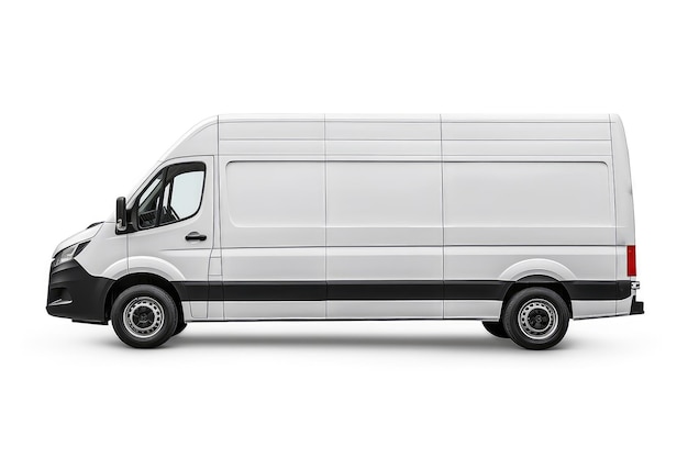 Photo white delivery van isolated from white background mockup