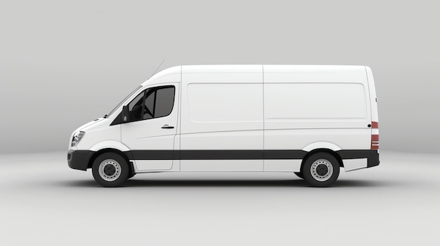 Photo white delivery van isolated on white background 3d rendering