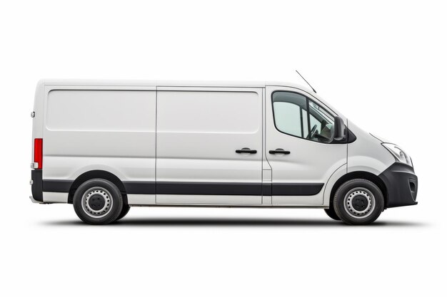 Photo white delivery van isolated on white background side view