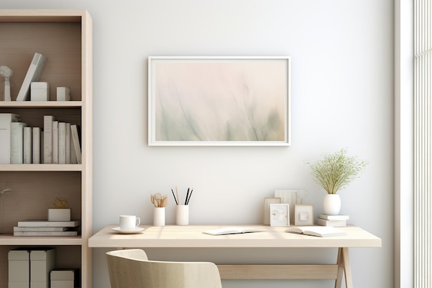 White Desk with White Bookshelf