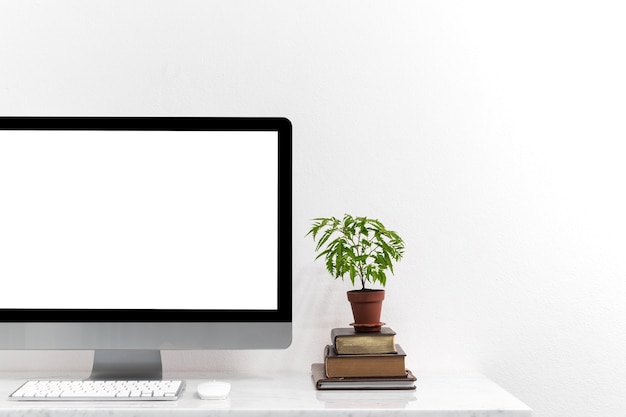 White desktop computer for mockup your advertise