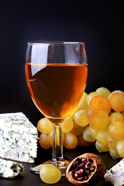 White dessert wine grapes blue cheese walnut