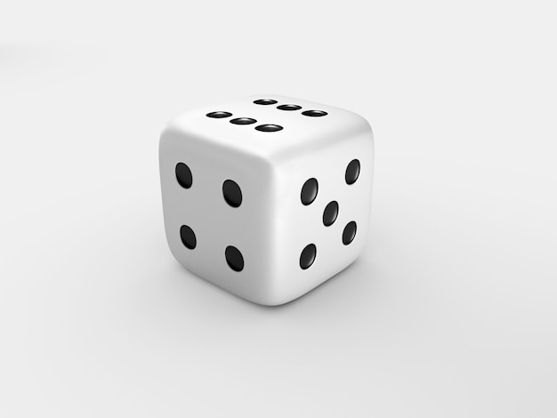 White dice isolated on white background 3d render