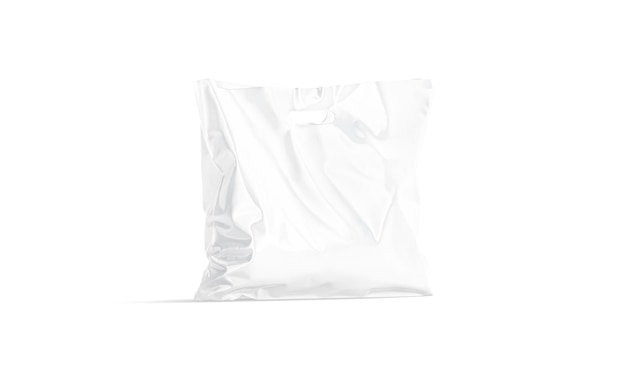 Фото Белый полностью вырезанный пластиковый мешок с макетом ручки широкая упаковка для макетных вещей